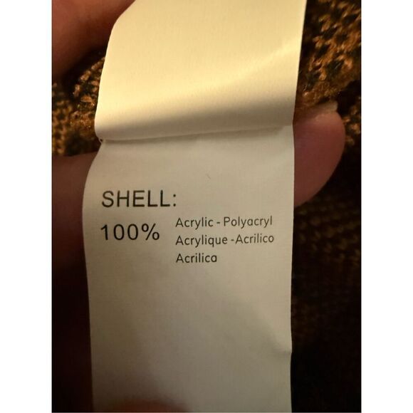 Cupshe Grid Knit Turtleneck Pullover Sweater Brown Black Medium - Picture 5 of 6